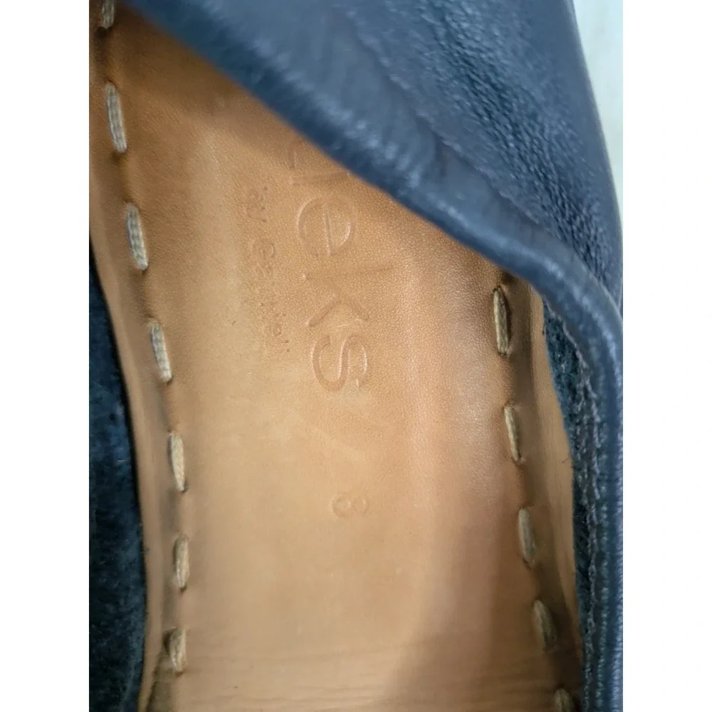 Tieks Navy Leather Ballet Flat with Teal Sole